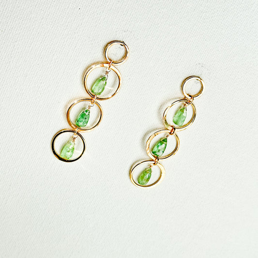 Circles Earrings with Green Kyanite Stones
