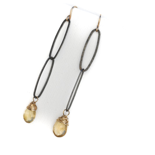 Citrine and Oxidized Silver Earrings