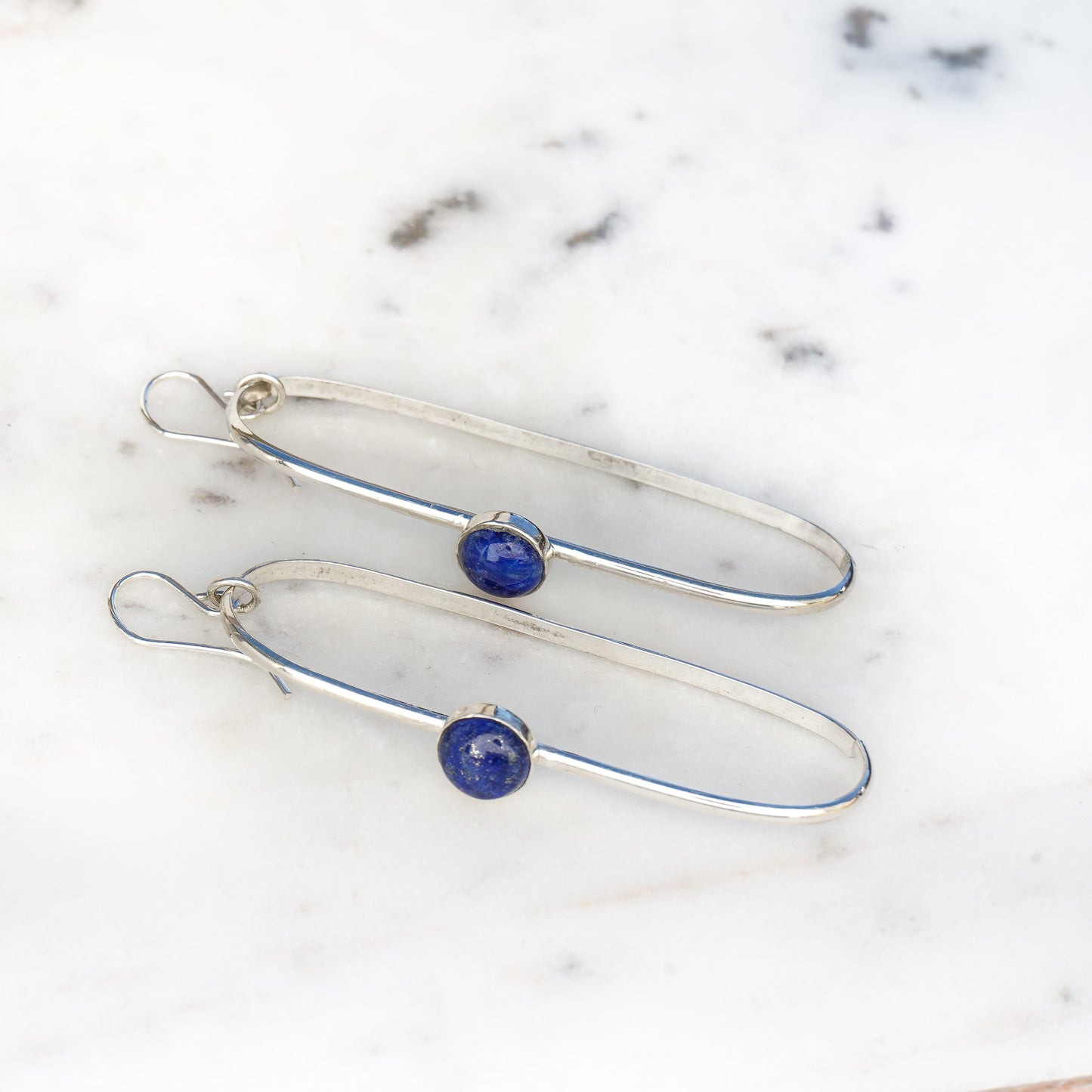 Lapis Button Earrings