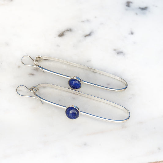 Lapis Button Earrings