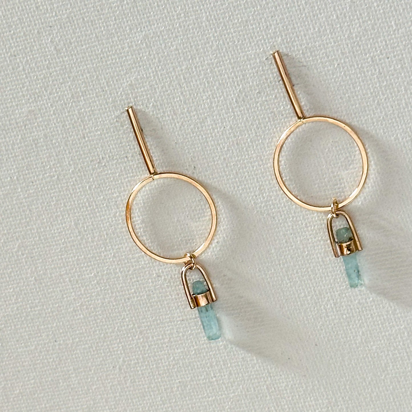 Aquamarine Circle Earrings