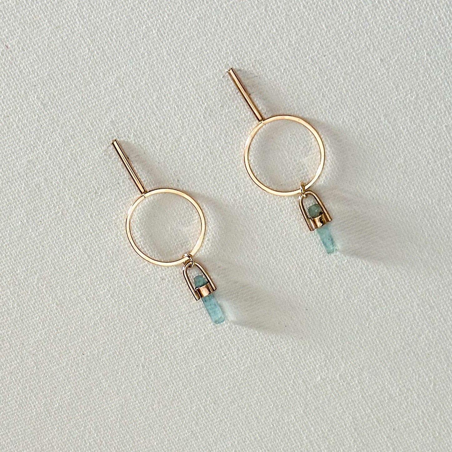 Aquamarine Circle Earrings