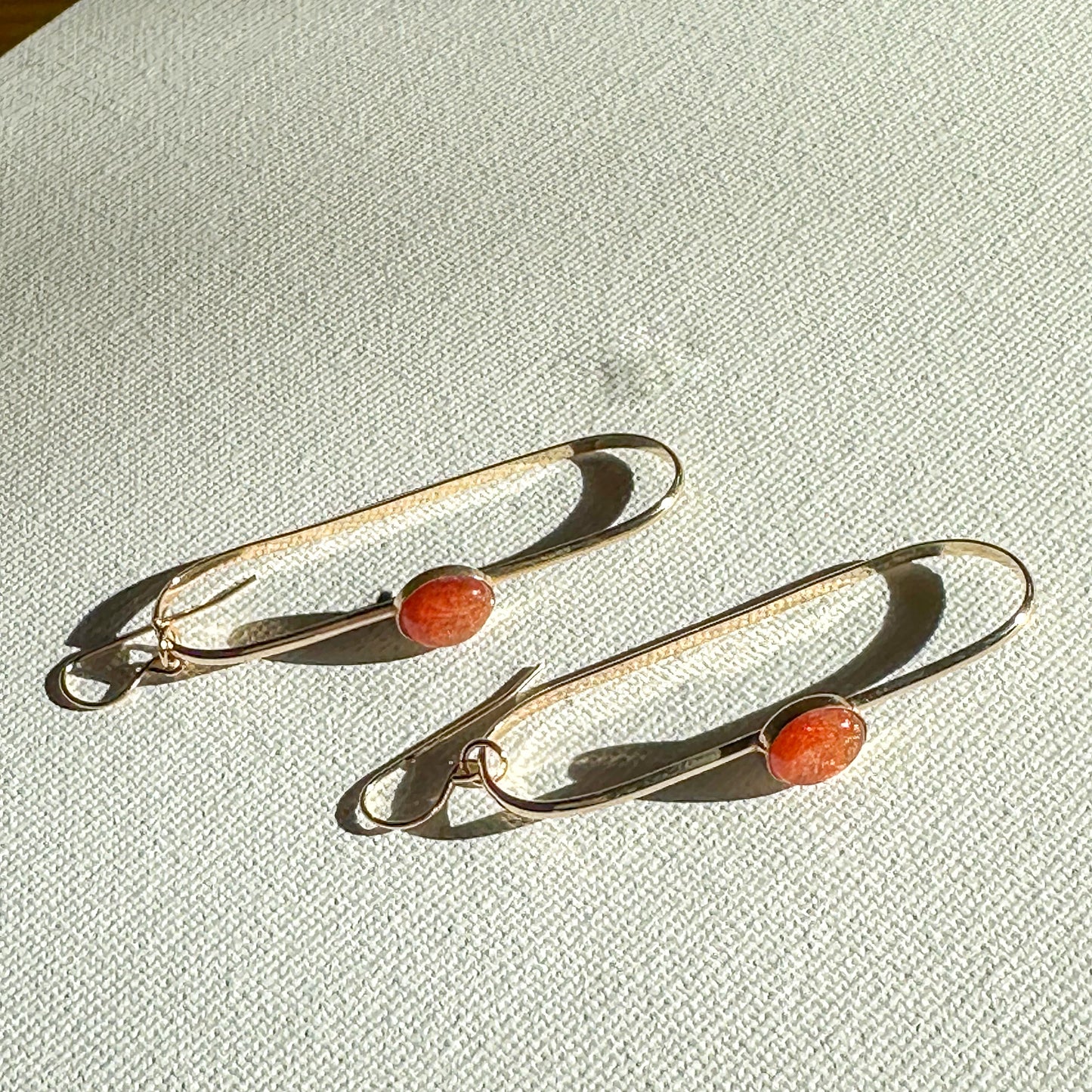 Cylinder Earrings with Sunstone