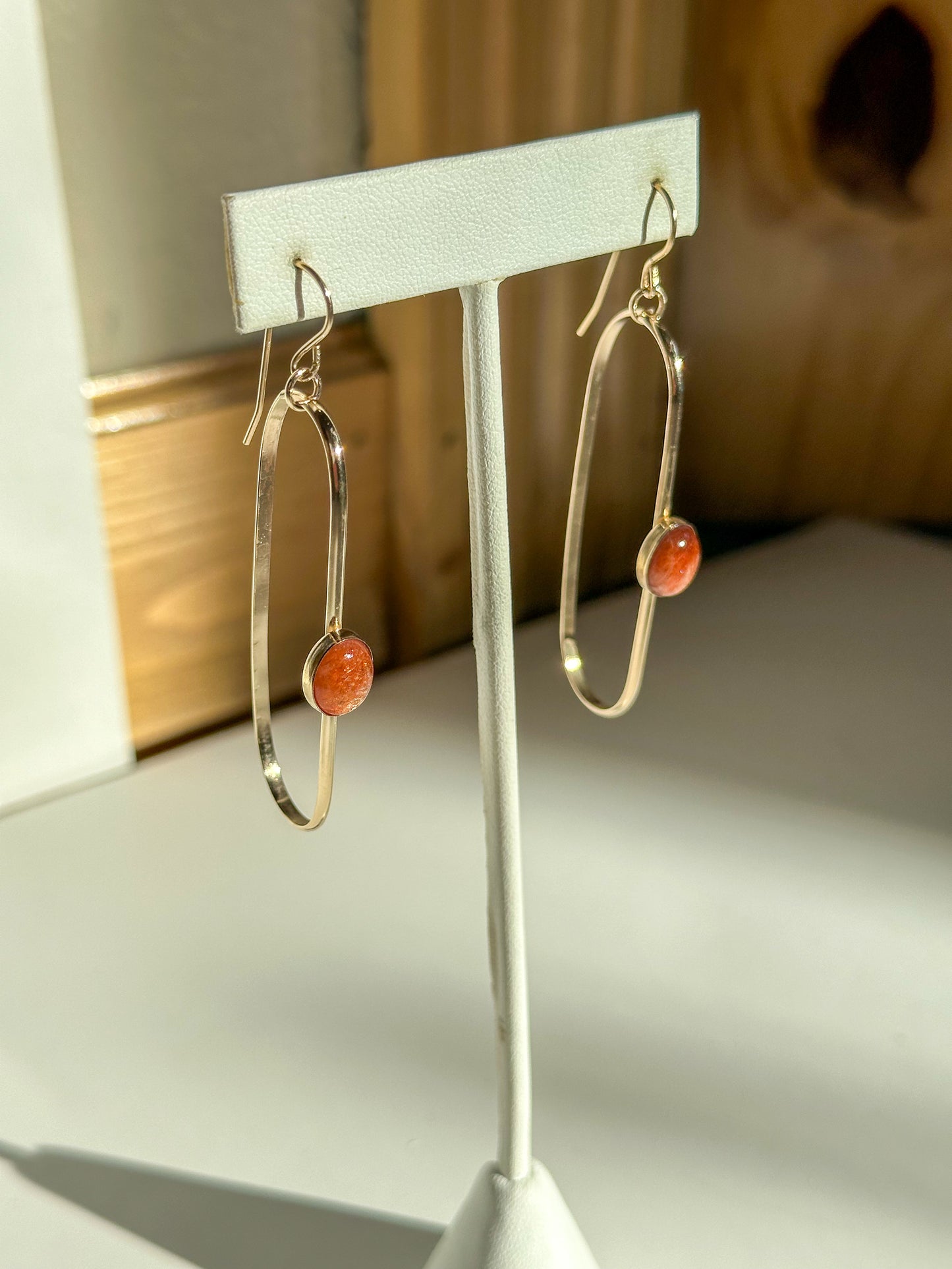 Cylinder Earrings with Sunstone