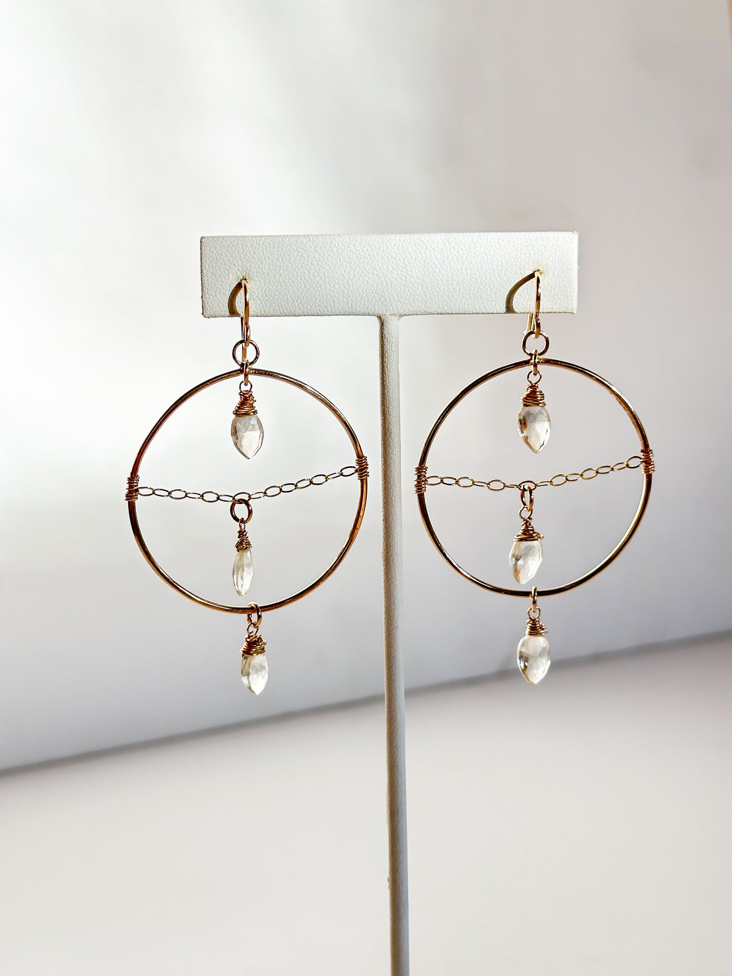 Triple Tier Earrings with Lemon Quartz