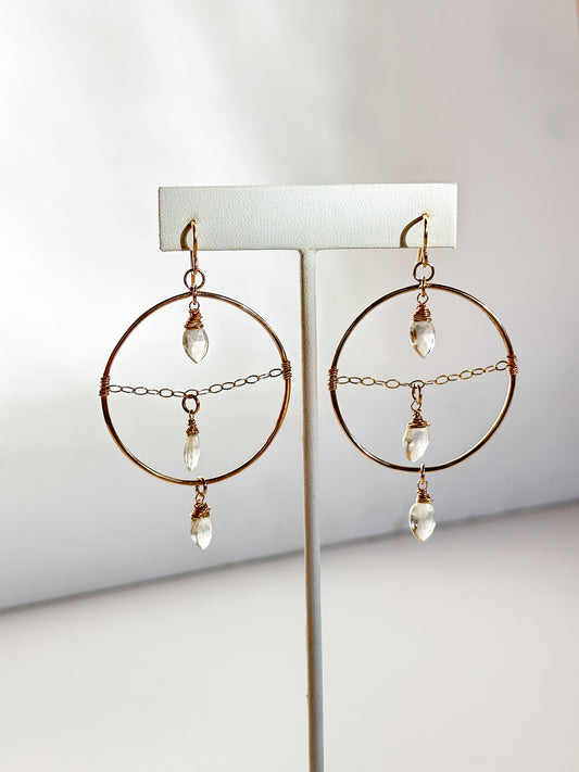 Triple Tier Earrings with Lemon Quartz