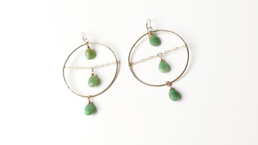 Triple Tier Earrings w/ Chrysoprase