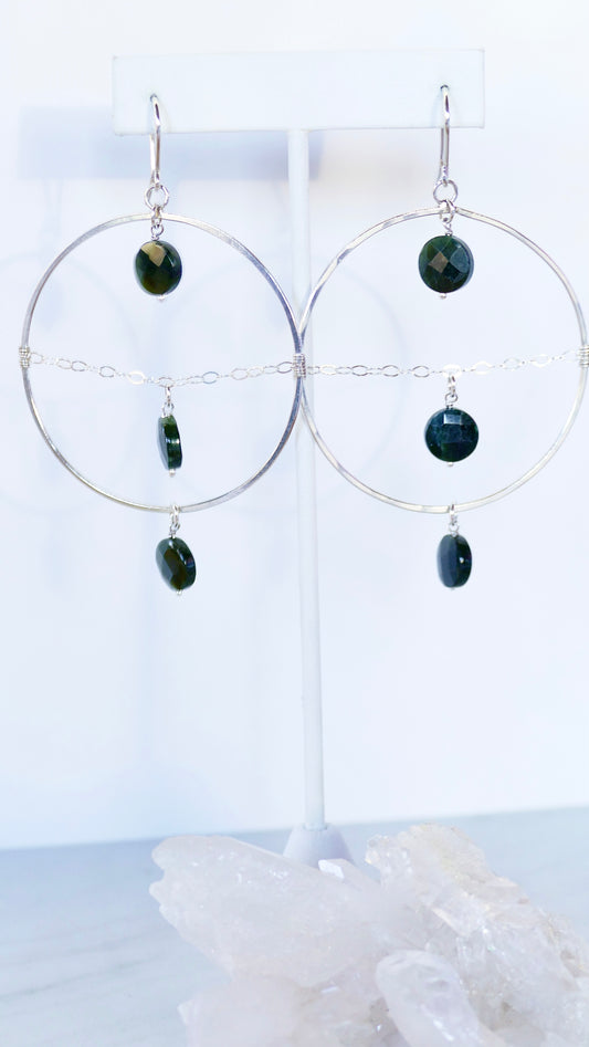 Triple Tier Earrings w/ Bloodstone