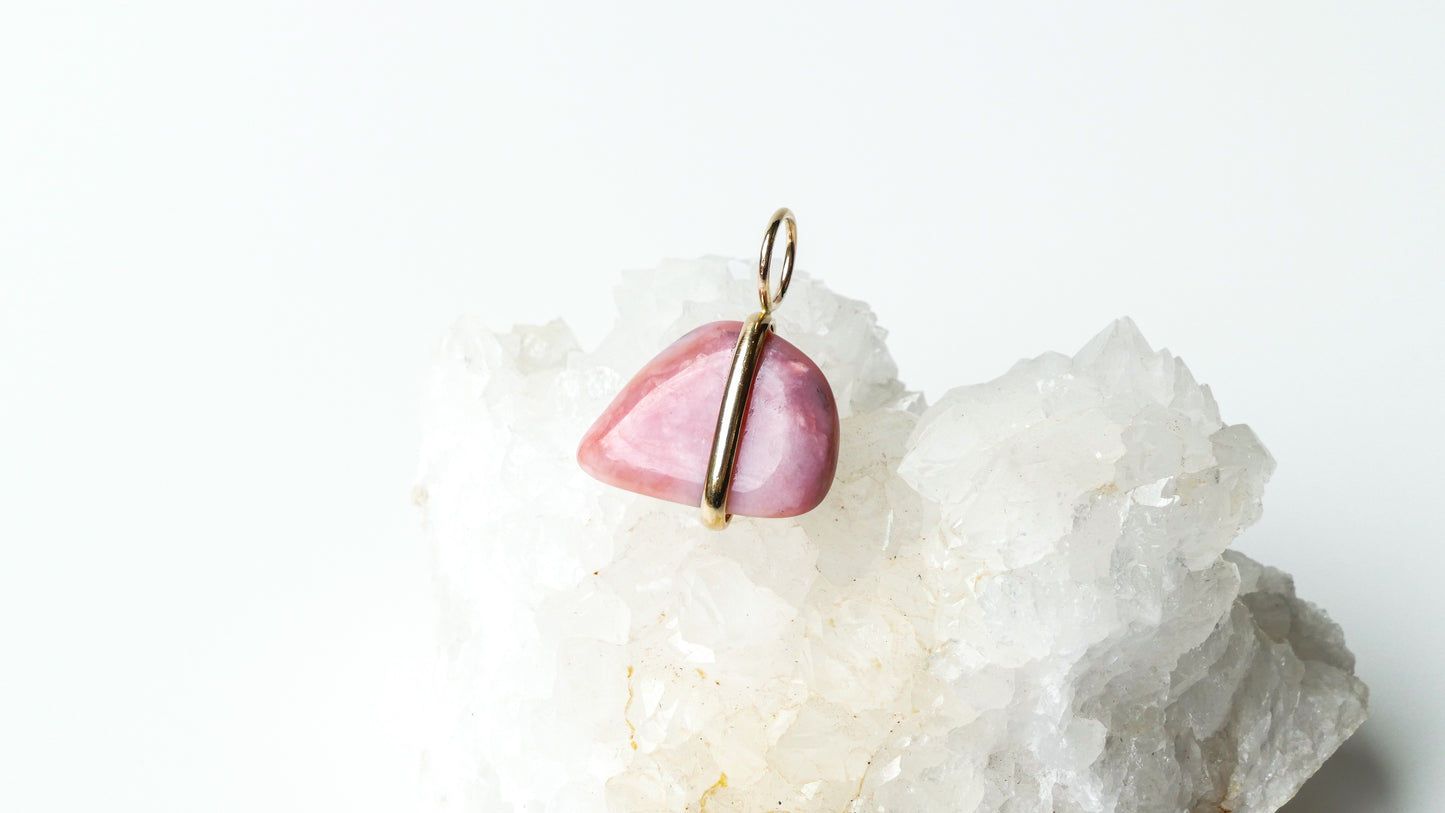 Pink Opal Pendant-Gold