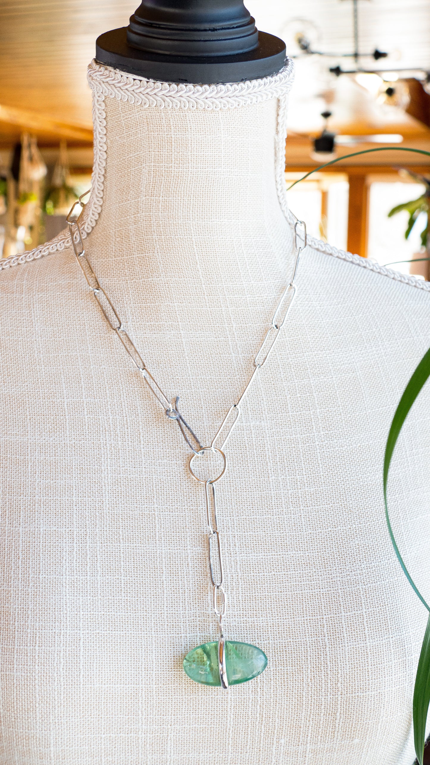 Paperclip Lariat Necklace Silver