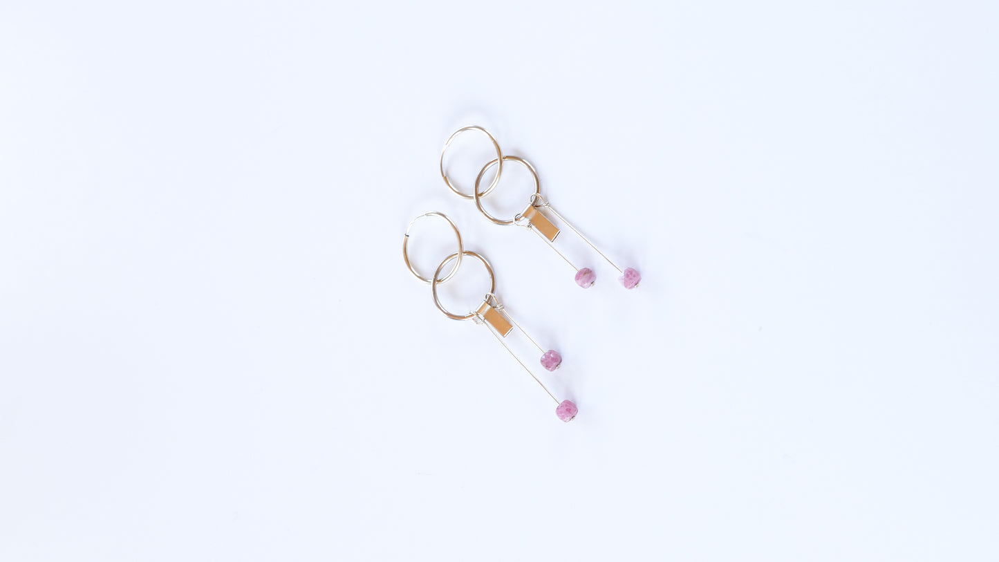 Orbit Hoops with Pink Tourmaline