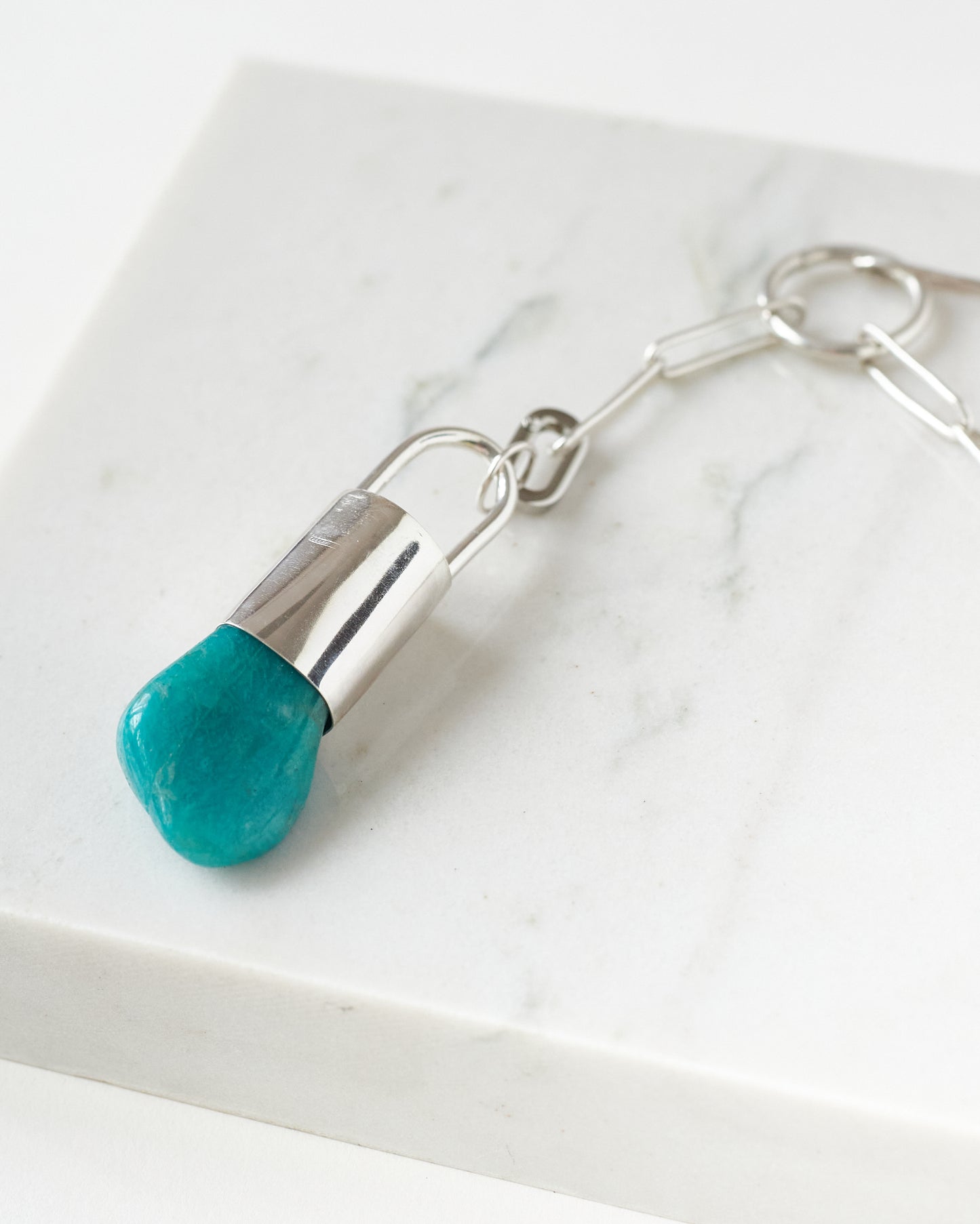 Silver Amazonite Blue Pendant