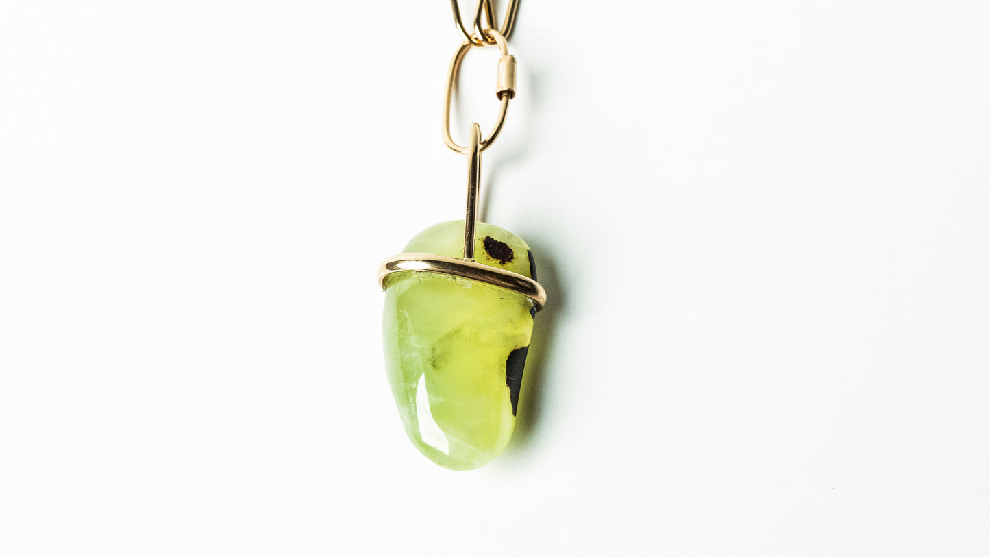 Prehnite Pendant-Gold