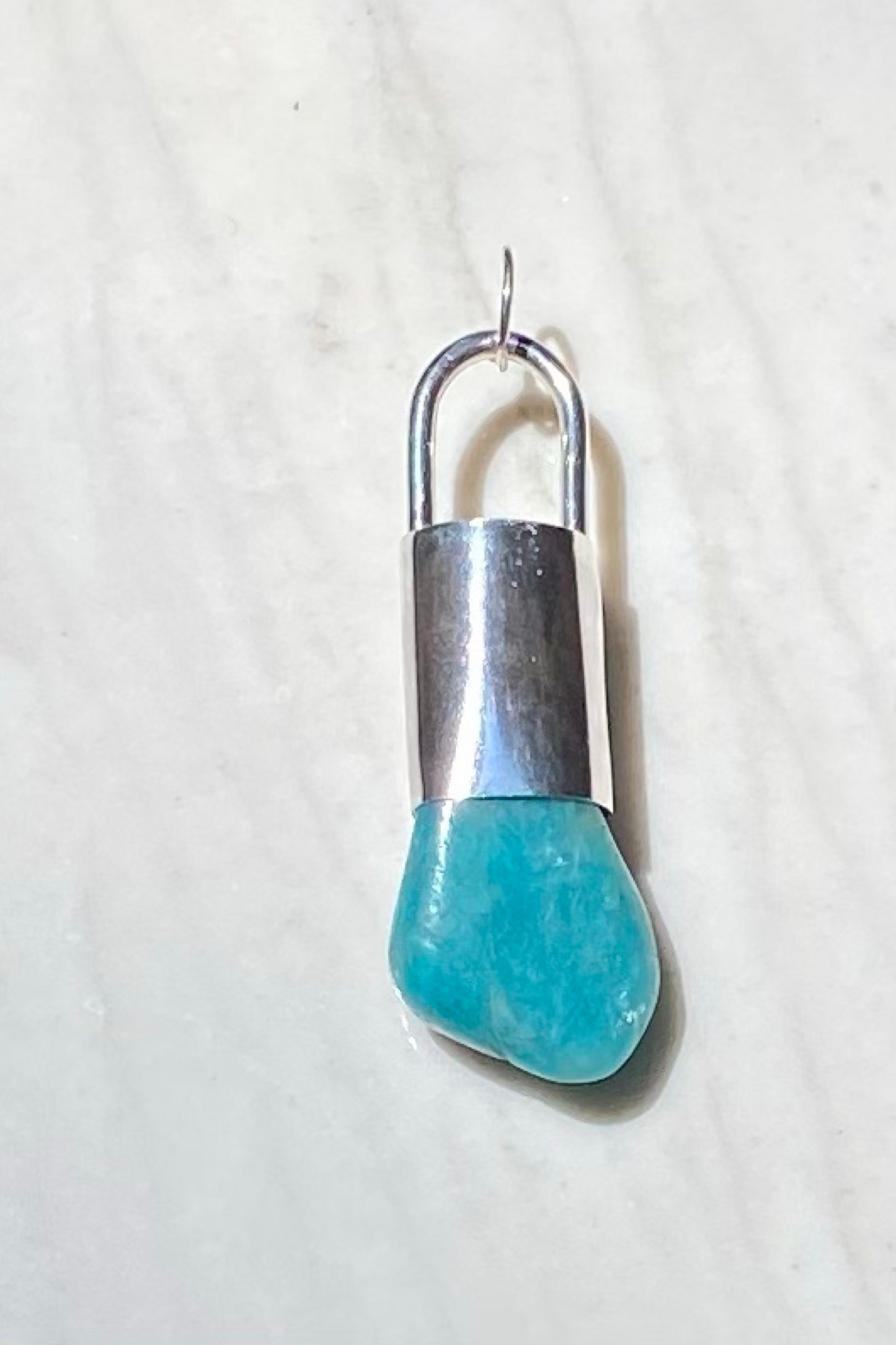 Silver Amazonite Blue Pendant